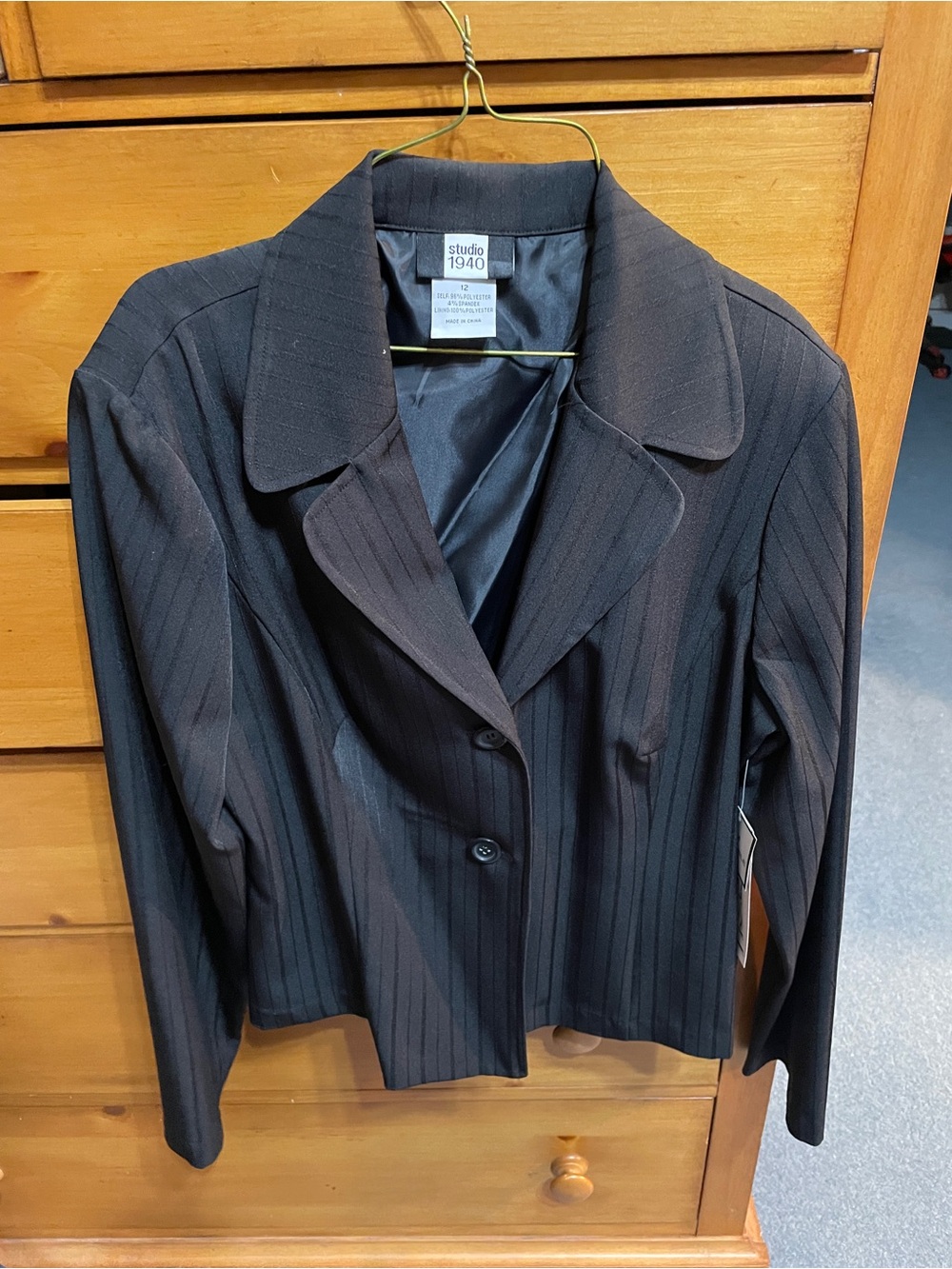 Studio 1940 Women's Black Pinstripe Blazer Jacket